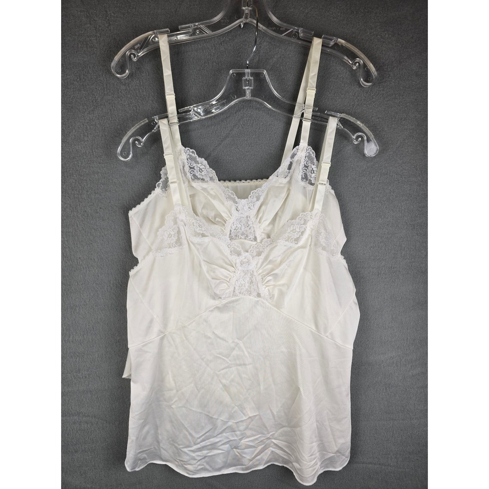 Shadowline Camisole Women 38 Ivory Lace Trim Vintage Lingerie Coquette 2pc